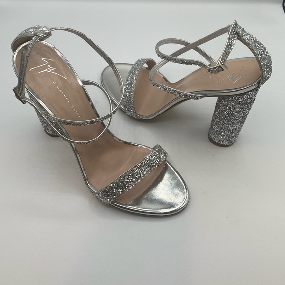 Giuseppe Zanotti Block-Heel Glitter Sandals - Picture 1 of 10
